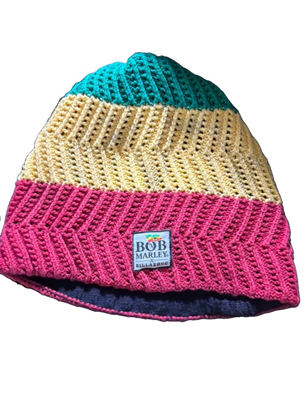 Bob Marley x Billabong Rasta Beanie Organic Cotton Striped Knit Hat One size